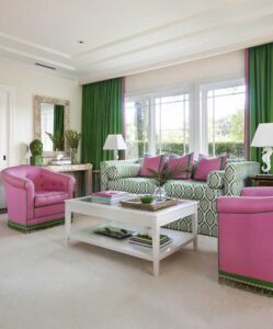 Pink and Green Living Room
